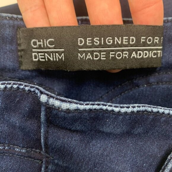 Chic Denim Womens Jeans Blue Size 14S Asha Corset Skinny Button Fly Distressed - Picture 4 of 9